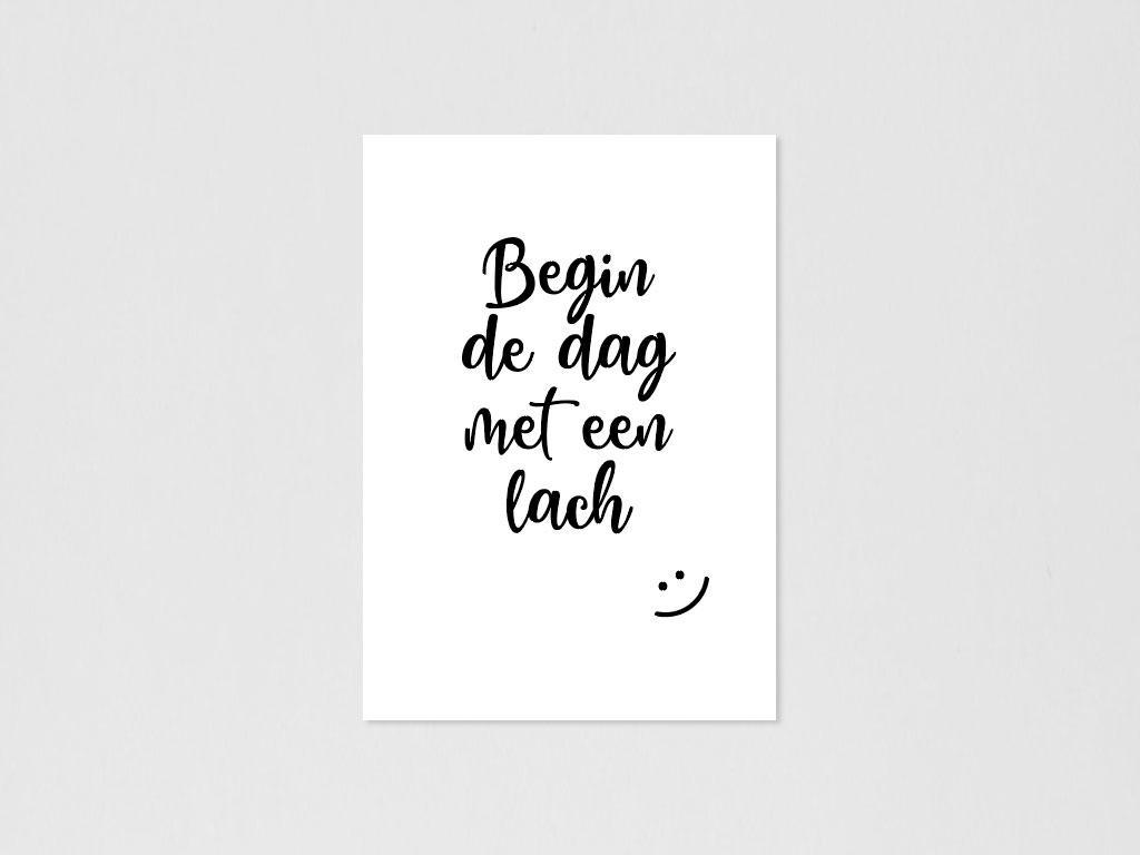 Ansichtkaart - Begin de dag met een lach